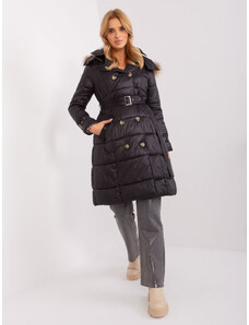 Fashionhunters Black quilted winter jacket with buttons