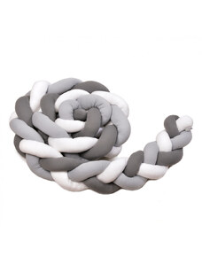 T-TOMI Braided crib bumpers 220 cm White + Grey + Anthracite
