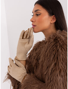 Fashionhunters Beige elegant gloves with decorative belt