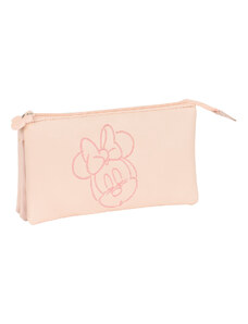 Három zsebes tolltartó Minnie Mouse Baby Rózsaszín (22 x 12 x 3 cm)