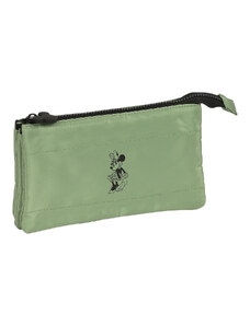 Három zsebes tolltartó Minnie Mouse Mint shadow Militari zöld (22 x 12 x 3 cm)