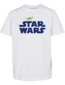 MT Kids Children's T-shirt with blue Star Wars logo white