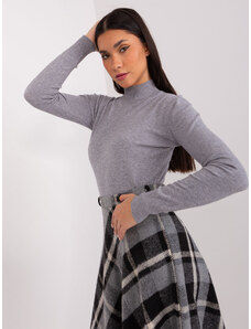 Fashionhunters Gray fitted turtleneck sweater
