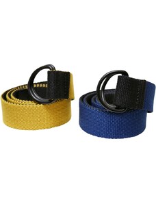 Urban Classics Accessoires Easy D-Ring Belt Kids 2-Pack Black/Royal+Black/Yellow