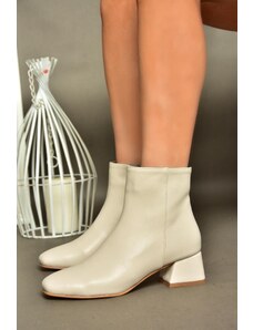 Fox Shoes R654012409 Beige Women's Boots with Thick Heels
