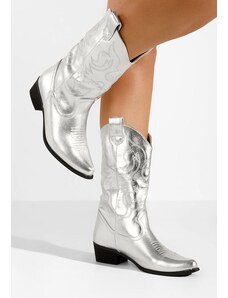 Zapatos Kiara ezüst cowboy csizma női