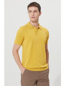 AC&Co / Altınyıldız Classics férfi sárga standard szabású normál szabású pólónyak 100% pamutmintás rövid ujjú kötöttáru póló