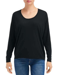 Hosszú ujjú Női póló, Anvil ANL34PV, széles kerek nyakkivágással, Black-2XL