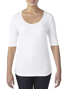 Női póló 1/2 ujjú, Anvil ANL6756, mély nyakkivágással, White-XS