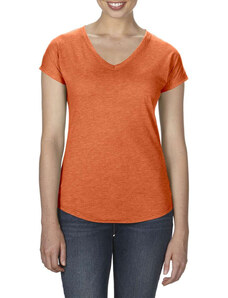 V-nyakú Női póló, Anvil ANL6750V, tri-blend szövés, Heather Orange-S