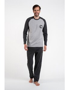 Italian Fashion Men's pyjamas Morten, long sleeves, long trousers - melange/dark melange
