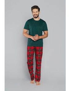 Italian Fashion Men's pyjamas Narwik, short sleeves, long legs - green/print