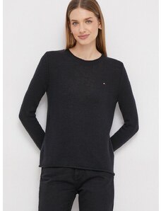 Tommy Hilfiger gyapjú pulóver könnyű, női, fekete