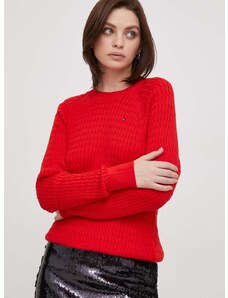 Tommy Hilfiger pamut pulóver könnyű, piros