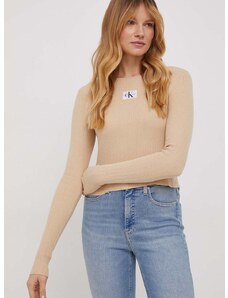 Calvin Klein Jeans pulóver könnyű, női, bézs