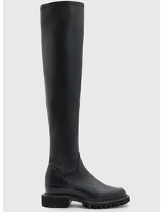 AllSaints bőr csizma Leona Boot fekete, női, lapos talpú, WF587Z