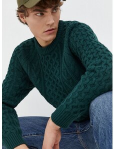 Abercrombie & Fitch gyapjúkeverék pulóver férfi, zöld