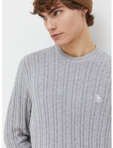 Abercrombie & Fitch gyapjúkeverék pulóver könnyű, férfi, szürke