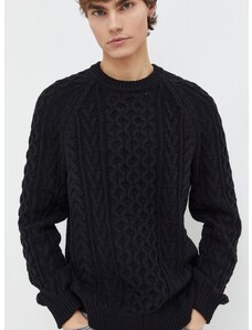 Abercrombie & Fitch gyapjúkeverék pulóver férfi, fekete
