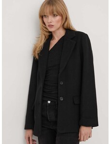 Abercrombie & Fitch gyapjú keverék dzseki fekete, átmeneti
