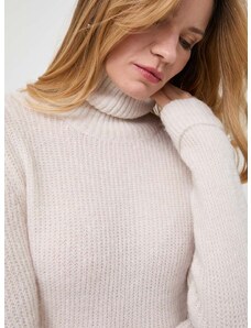 Morgan gyapjúkeverék pulóver meleg, női, bézs, garbónyakú