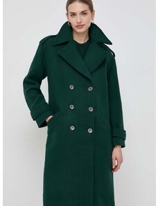 Morgan kabát gyapjú keverékből zöld, átmeneti, oversize