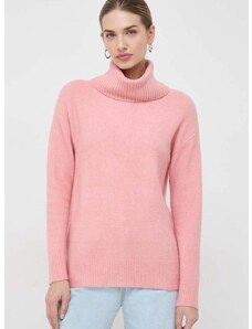 Morgan pulóver meleg, női, rózsaszín, garbónyakú