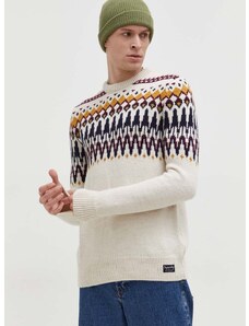 Superdry gyapjúkeverék pulóver férfi, bézs