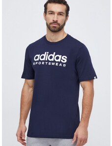 adidas pamut póló sötétkék, férfi, nyomott mintás, IW8834