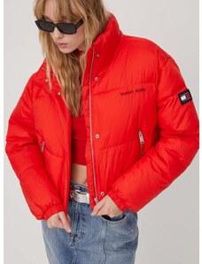 Tommy Jeans rövid kabát női, piros, téli, oversize
