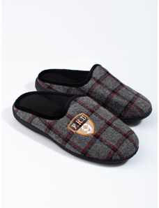 Men's grey plaid slippers Shelvt