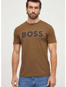 Boss Orange BOSS pamut póló BOSS CASUAL zöld, férfi, nyomott mintás