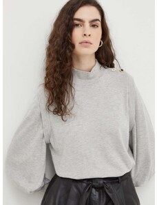 Bruuns Bazaar pulóver könnyű, női, szürke, félgarbó nyakú