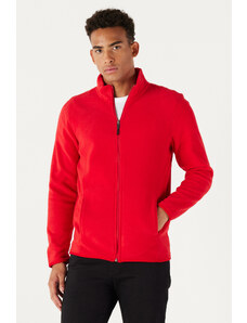AC&Co / Altınyıldız Classics Men's Red Anti-pilling Anti-Pilling Standard Fit High Bato Collar Sweatshirt Fleece Jacket