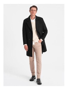 Ombre Clothing Férfi kétsoros kabát V4 béléssel OM-COWC-0107 fekete
