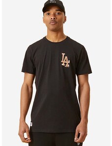 New Era pamut póló Dodgers Metallic Print fekete, nyomott mintás