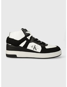 Calvin Klein Jeans bőr sportcipő BASKET CUPSOLE MID LTH ML FAD fekete, YM0YM00883
