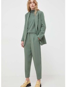 Bruuns Bazaar nadrág női, zöld, magas derekú testhezálló