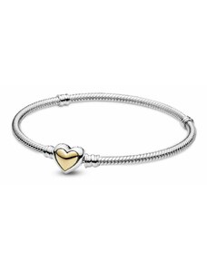 Pandora - Kupolás arany szívkapcsos kígyólánc karkötő - 599380C00-18