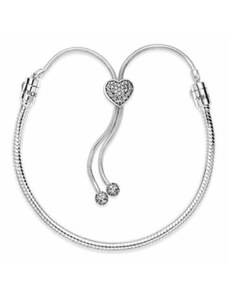 Pandora - Moments Pavé szív záras kígyólánc sliding karkötő - 591680C01-2