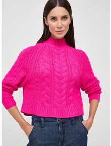 Morgan gyapjúkeverék pulóver női, rózsaszín, félgarbó nyakú