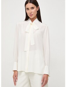 BOSS selyem ing fűzős nyakkivágású, fehér, regular