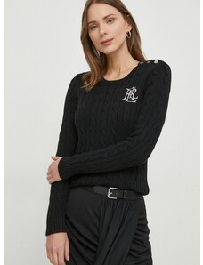 Lauren Ralph Lauren pamut pulóver fekete
