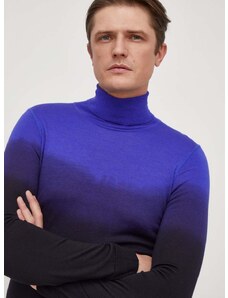 BOSS gyapjú pulóver könnyű, férfi, lila, garbónyakú