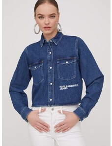 Karl Lagerfeld Jeans farmering női, galléros, sötétkék, regular
