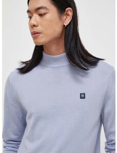 G-Star Raw pulóver könnyű, férfi, lila, garbónyakú