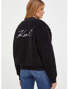 Karl Lagerfeld pulóver gyapjú keverékből fekete, sima