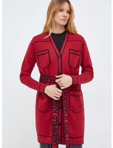 Karl Lagerfeld kardigán gyapjú keverékből piros, könnyű