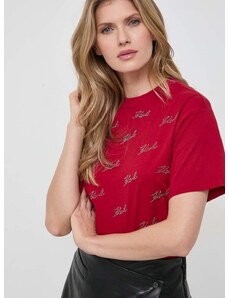 Karl Lagerfeld pamut póló női, piros