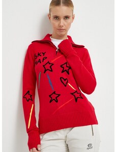 Rossignol gyapjú pulóver JCC női, piros, garbónyakú